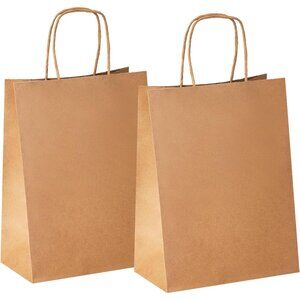 Versatile Brown Gift Bags with Handles - 100 Recyclable Kraft Paper Bags